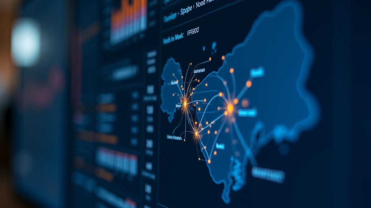 Dark mode analytics dashboard showing real-time logistics data